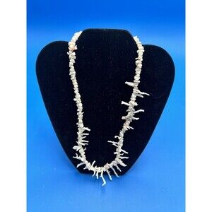 Vintage White Branch Angel Skin Coral Necklace 18” Sea Shell Ocean